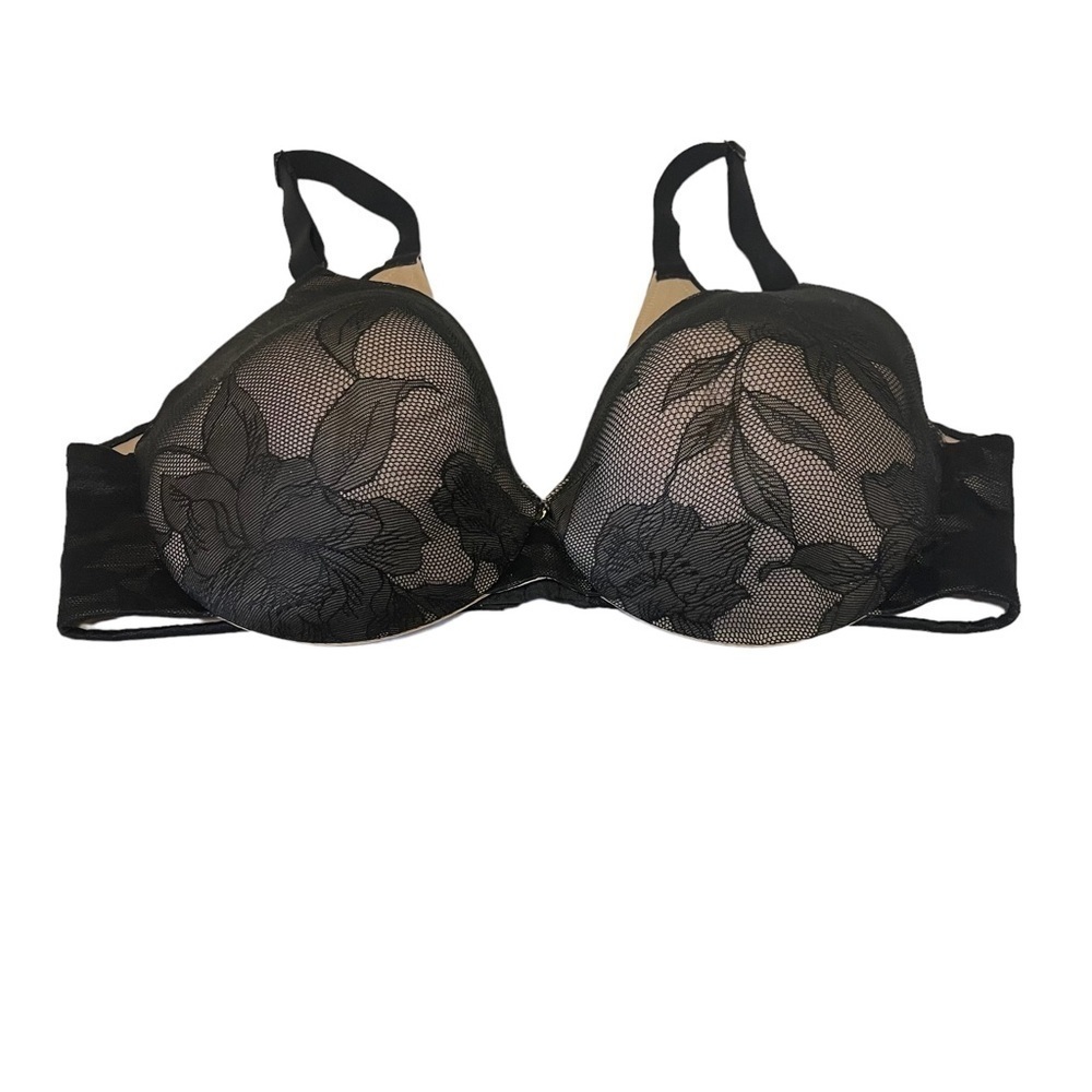 CACIQUE Lightly Lined Full Coverage Black Lace Bra - Picture 2 of 7